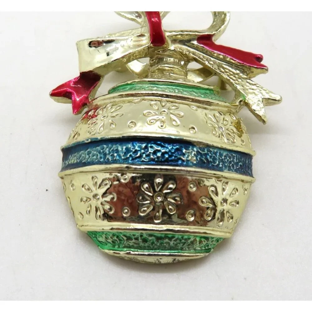 Vintage Gerrys Brooch Gold Tone‎ Enamel Christmas Ornament 2